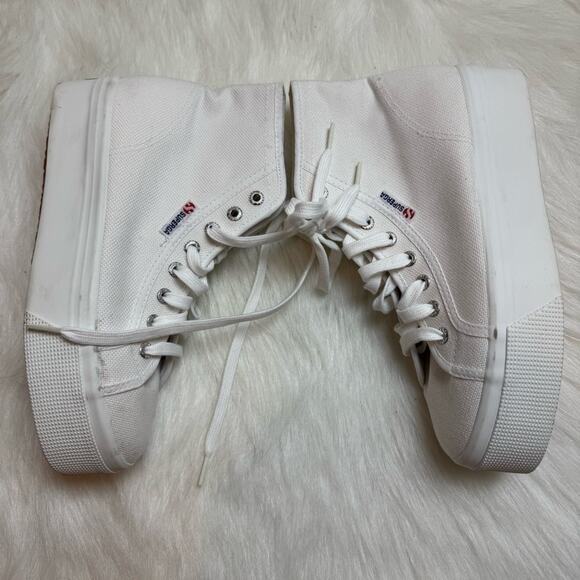 Superga 2705 HI TOP White S3111MW High Top Lace Up Canvas Sneakers - Picture 4 of 8